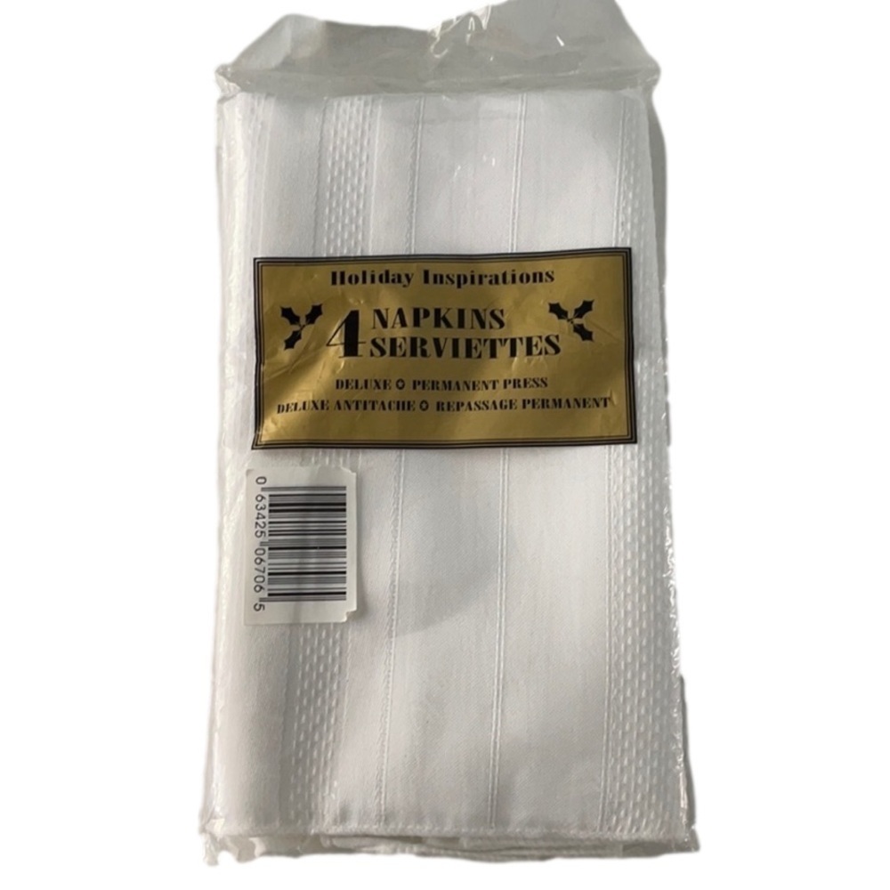 Four White Napkins Deluxe -Holiday Inspiration